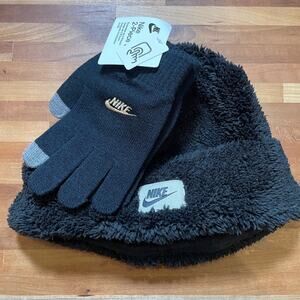 Nike Cozy Peak Beanie and Gloves Set,  black one size